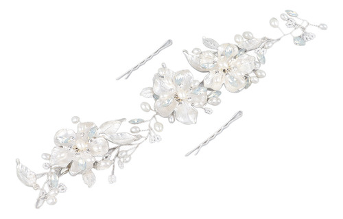 Horquilla De Boda Con Flores Y Perlas Artificiales