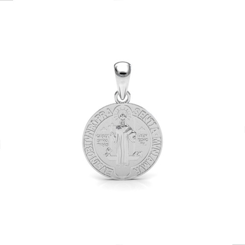 Dije Medalla San Benito Mediano De Plata .925 Agálea Joyería Color Plateado
