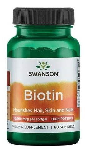 Imagen 1 de 1 de Biotin Biotina Swanson 10.000mcg/60 Softgels (max. Potencia)