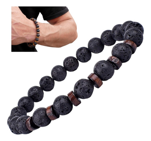 Pulseras Para Hombre Mujer Pulsera Piedra Volcanica Natural 