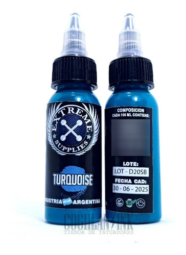 Imagen 3 de 4 de Tinta Tattoo Extreme Turquoise X 1oz Tatuajes Tatuar