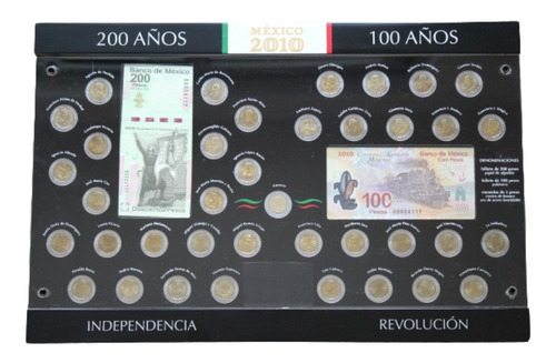 Cuadro Colección Numismática Moneda De 5 Pesos Y Billetes. (Usado)