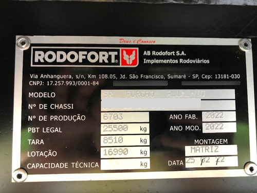 Imagem 11 de 11 de Baú Furgão Rodofort 0km 2022, 30 Pallets, 15,40 X 2.90m