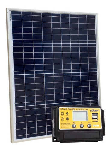 Painel Fotovoltaico Placa Solar 55w + Controlador De Carga