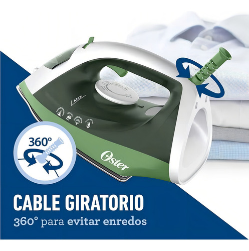 Plancha Vapor 80g/min Suela Anti-adherente Oster Verde Claro