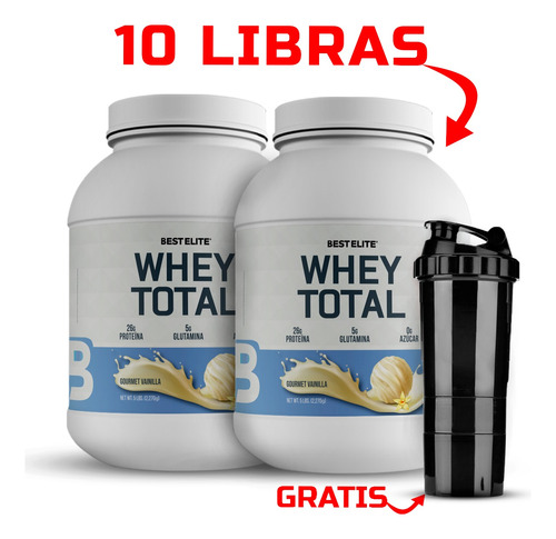 100% Whey Total 10 Libras De Best Elite 10lb 10 Lb Proteina Limpia Gold