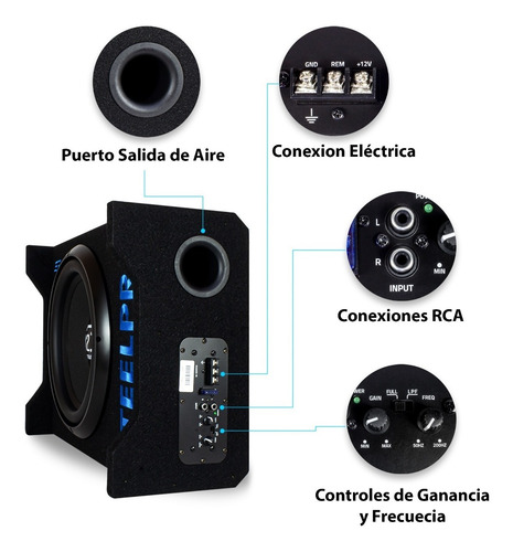 Subwoofer 12' Amplificado 1200w Spl Alta Presion Steelpro