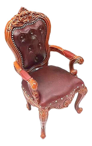 Silla Para Casa De Muñecas, Escala 1/12, Marrón Oscuro