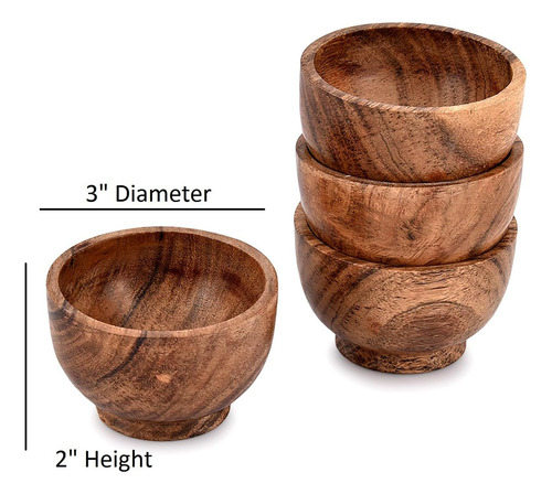 Samhita Snack Bowls Cuencos De Madera De Acacia Ideales Para