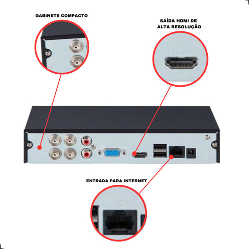 Kit Cftv 4 Cameras Intelbras 1120 Dvr Mhdx 1004-c 4c Hd 500g