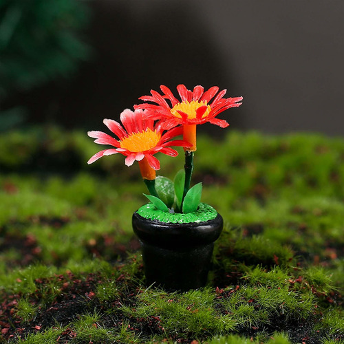 4x Mini Adorno De Planta En Maceta Flores De Casa De