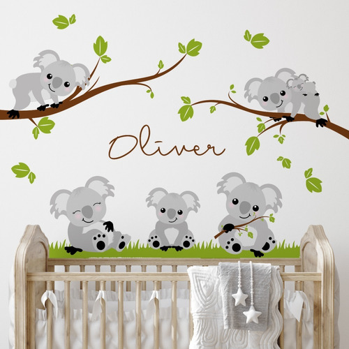 Vinilo Decorativo Pared Infantil Koalas Pc24a 100cm