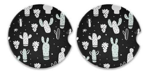 Posavasos Para Coche Con Diseño De Cactus, 2 Posavasos Unive