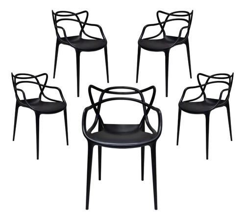 Kit 5 Cadeira Para Mesa De Jantar Allegra Master Estrutura Da Cadeira Cadeira Para Mesa Jantar Cozinha Restaurante Allegra Master Preta
