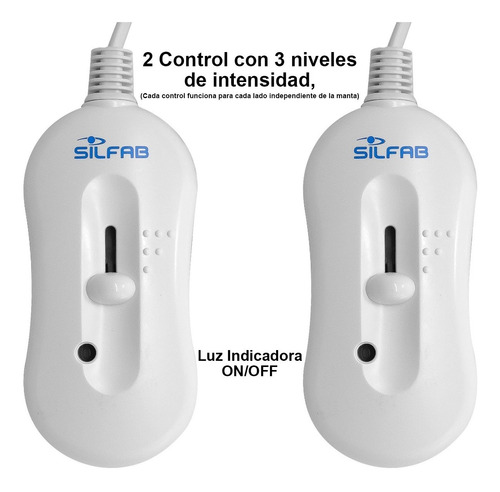 Imagen 3 de 10 de Manta Termica 2 Plazas Climatizador 3 Niveles Mtd 100 Silfab