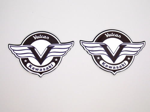 Par Adesivos Emblema Compativel Kawasaki Vulcan Resinado 04 Cor KAWASAKI VULCAN 500 - CROMADO