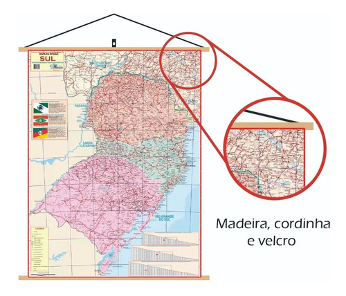 Mapa Região Sul Do Brasil Geo Politico Banner Com Cordinha