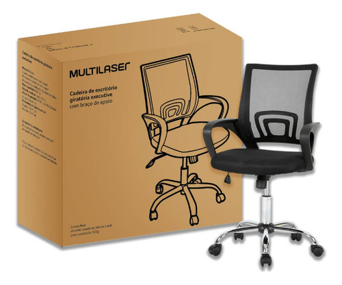 Cadeira De Escritório Executive Cromada Multi - Ga197 Cor Preto Material Do Estofamento Algodão
