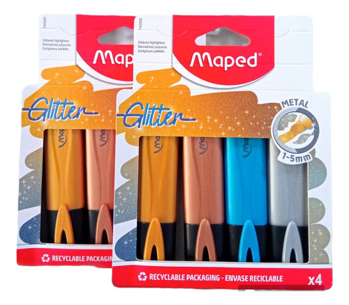 Marcadores Metalizados Maped. Blíster 4 Unidades.