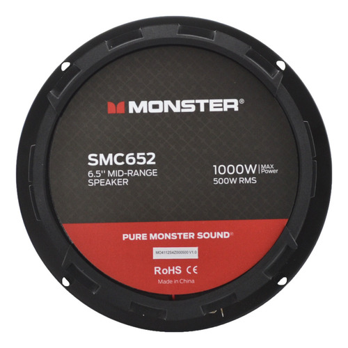 Par D Medios Rangos Coaxiales 500w Rms 8 Ohms Monster Smc652 Color Negro Con Rojo