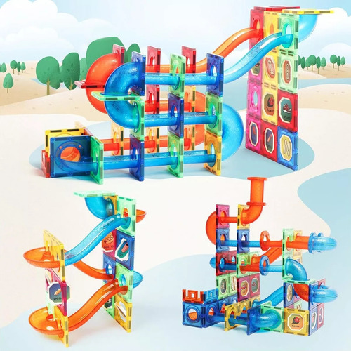 Pista De Bolitas Juego De Encaje Y Bloques Magnéticos 105pcs