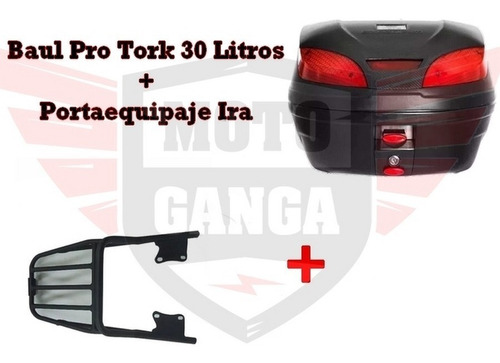 Combo Baul 30lts Pro Tork + Portaequipaje Yamaha Ybr 125 Ira