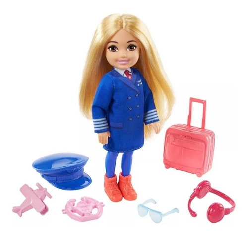 Boneca Barbie Chelsea Can Be Profissões Piloto Avião Mattel 