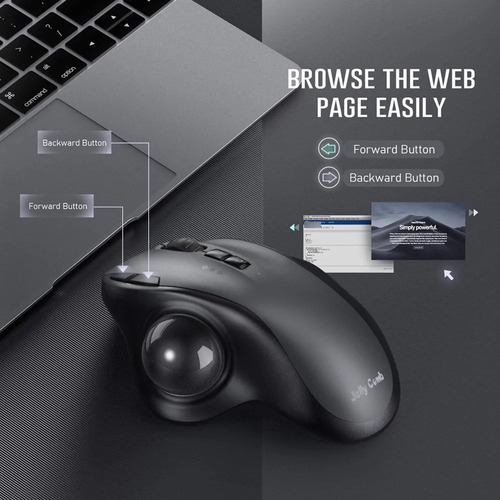 Mouse Trackball Recarregável Sem Fio Bluetooth E 2.4g Pc Mac