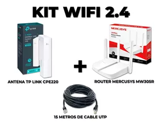 Kit Wifi 2.4 San Luis - Antena Cpe220 + Router + 15mts Cable