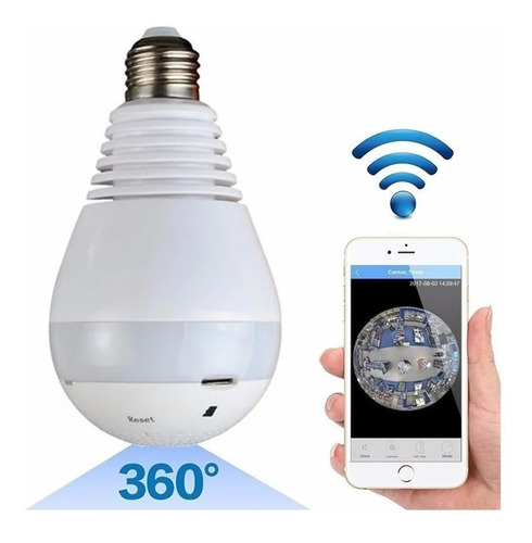 Camara Ip Wifi Foco Espia Parlante Sensor Lente 360º Led 