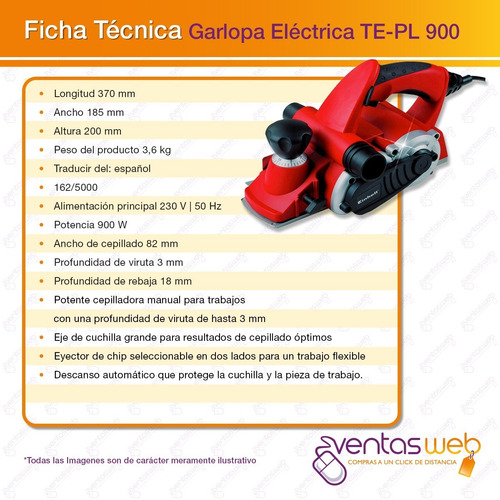 Imagen 5 de 7 de Cepilladora Garlopa Einhell De Mano 900w 82mm + Repuesto