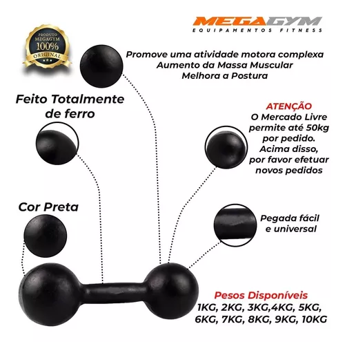 2 Halteres Tipo Bola Pintados 08Kg Megagym Para Supino Reto - Megagym  Equipamentos - Halteres - Magazine Luiza