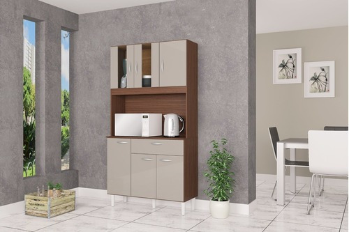 Imagen 2 de 3 de Alacena Mueble Auxiliar Cocina Magda 6 Puertas Capuchino Hue
