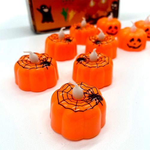 Luz De Té Sin Llama De Calabaza,12pcs Vela Led