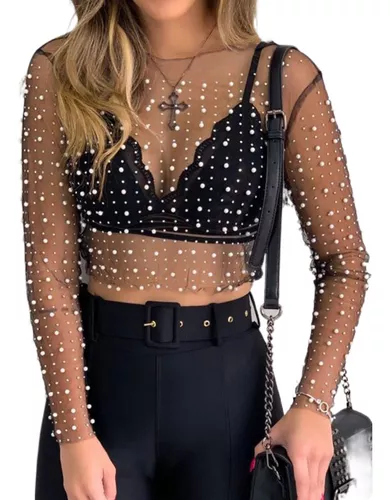 Blusa de malla online negra