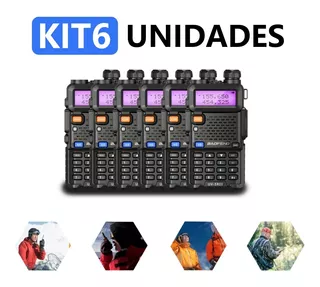 Kit 6 Radio Comunicador Dual Band Baofeng Uv-5r Vhf Uhf