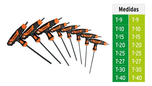 Juego De 8 Llaves Torx Extralargas Mango T 2x Más Resistente