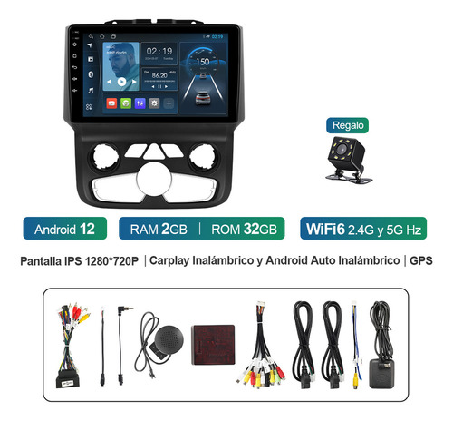 Zk Estéreo Carplay Para Dodge Ram 1500 2014-2019 A/a Auto