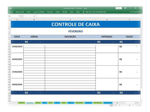 Imagem 2 de 2 de Planilha Para Controle De Caixa Saídas E Entradas