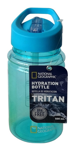 Botella Hidratación Natgeo Tritan Cilindro Azul 500 Ml