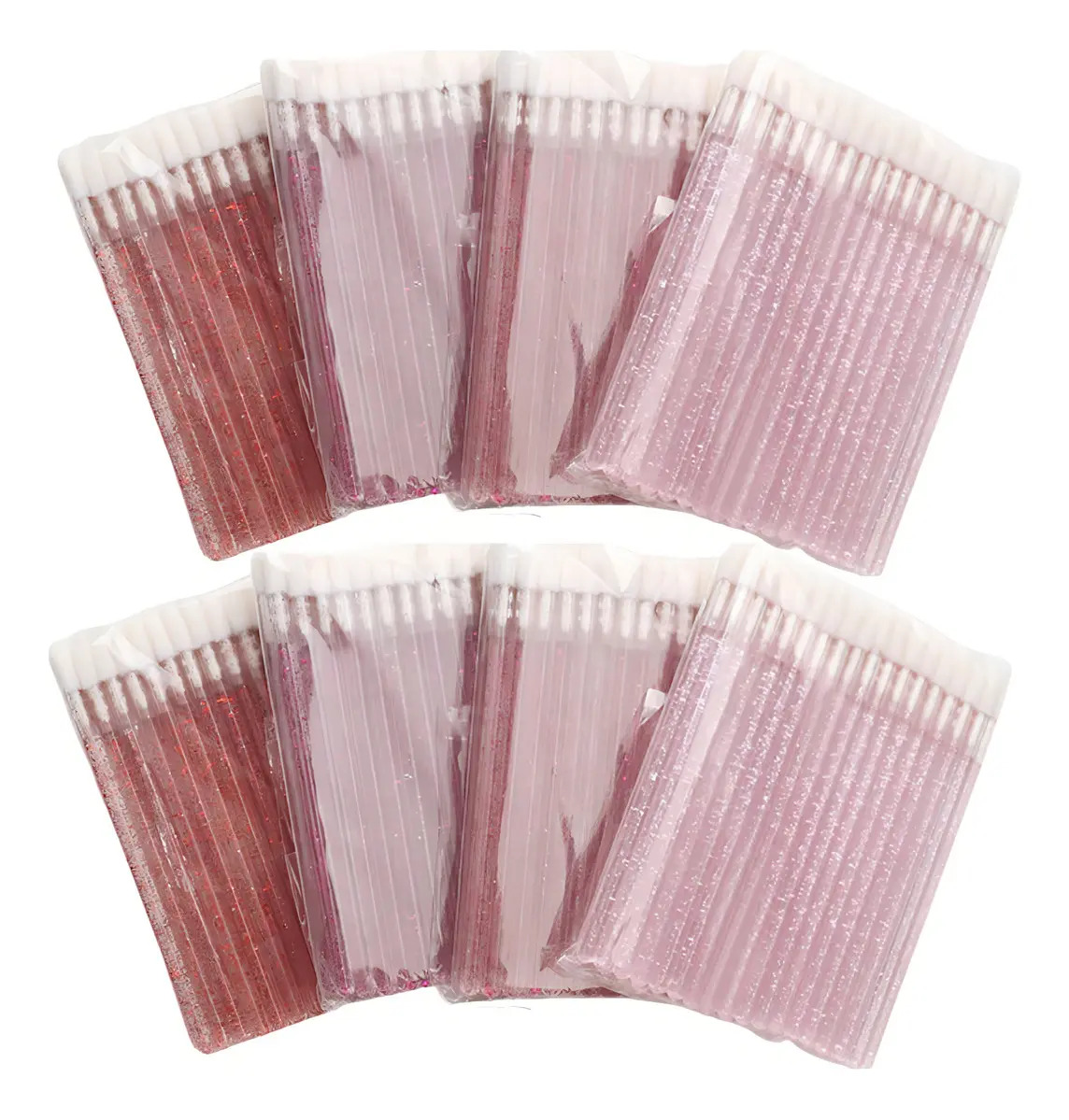 Kit 500 Aplicadores Descartáveis Batom T.D Cosméticos Rosa Cílios