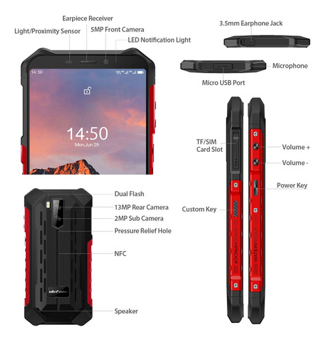 Ulefone Armor X5 Dual Sim 32 Gb Rojo 3 Gb Ram (Reacondicionado)