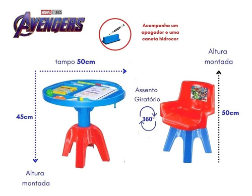 Imagem 4 de 5 de Centro De Atividades Avengers Marvel Mesa Cadeira Lider 2395
