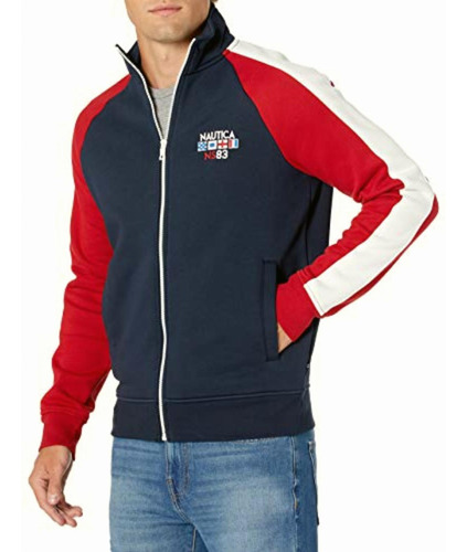 Nautica Colorblock Chamarra Deportiva Para Hombre, Marino,