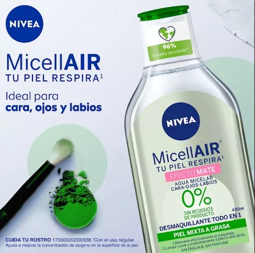 Nivea MicellAIR - Agua micelar efecto mate - Piel mixta a grasa