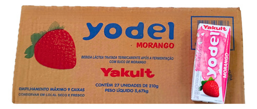Yakult seca suco de morango yodel caixa 210ml com 27 unidades