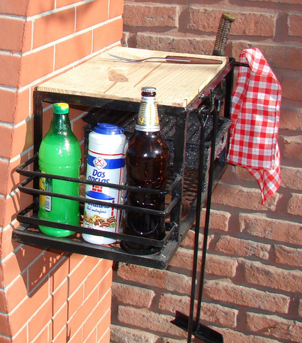 Mesada Lateral Con Estante Para Amurar En Cualquier Parrilla