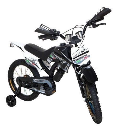 Imagen 2 de 2 de Bicicleta infantil Dencar Lamborghini 7111 R16 color negro con ruedas de entrenamiento