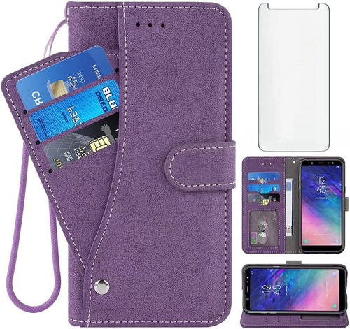 Funda Para Samsung Galaxy A6 Plus - Violeta/tarjetero