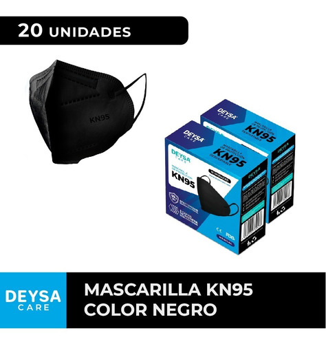 Mascarillas Kn95, 5 Capas, 10 Un, 2 Cajas (20un) Negro.